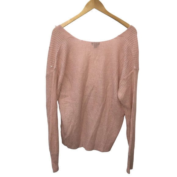 Love by Marcy Pink Twist Front Faux Pearl V-Neck Lightweight Sweater Women’s 1X - Picture 8 of 12